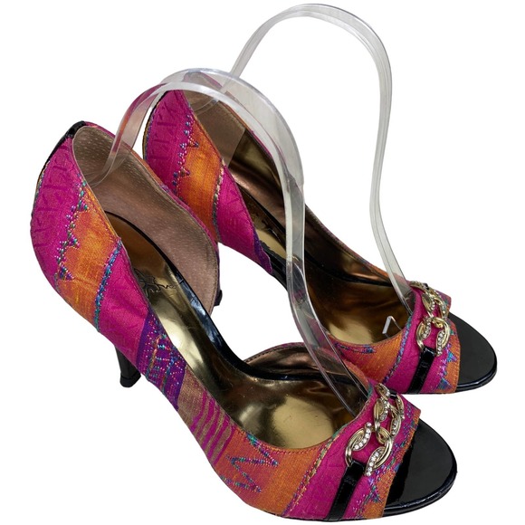 Carlos Santana Shoes - Carlos Santana WOMENS SZ 7.5 Pink Multicolor Satin embellished High Heels Shoes